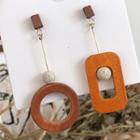 Non-matching Wooden Dangle Earring 1 Pair - Non-matching Earrings - One Size