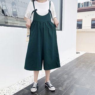 Sleeveless Wide-leg Cropped Dungaree
