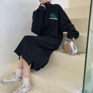 Printed Midi A-line Sweatshirt Dress