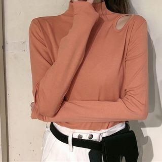 Distressed Mock Neck Top