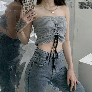 Lace-up Knit Tube Top