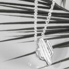 925 Sterling Silver Cactus Necklace Silver - One Size