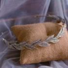 Wedding Rhinestone Leaf Headband Silver Hair Band - One Size