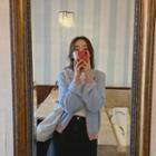 Shawl-collar Contrast-trim Zip-up Cardigan