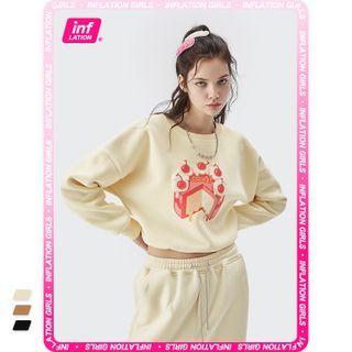 Brushed Fleece-lined Cartoon-print Pullover