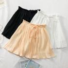 Paperbag High-waist Chiffon Mini Skirt