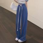 Short-sleeve Contrast Trim Crop T- Shirt / Wide Leg Pants