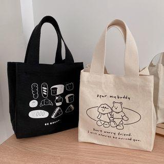 Graphic Print Canvas Lunch Bag