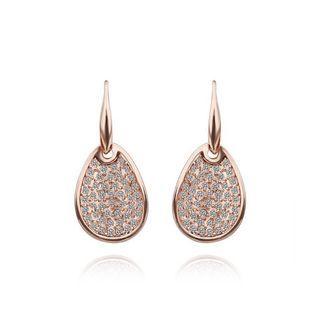 Elegant Fashion Plated Rose Gold Geometric Disc Cubic Zircon Earrings Rose Gold - One Size