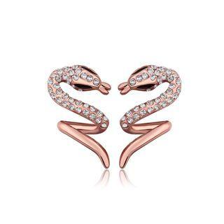Rose Gold Plated Fashion Snake Austrian Element Crystal Earrings And Ear Studs Silver - One Size