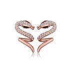 Rose Gold Plated Fashion Snake Austrian Element Crystal Earrings And Ear Studs Silver - One Size