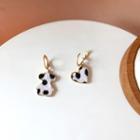 Bear Leopard Print Asymmetrical Alloy Dangle Earring 1 Pair - Black & White - One Size