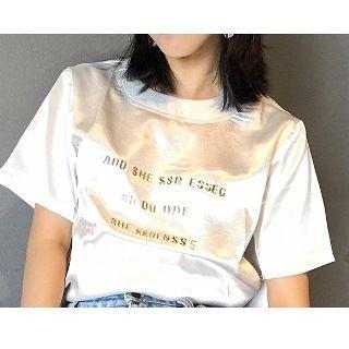 Short-sleeve Wet-look T-shirt