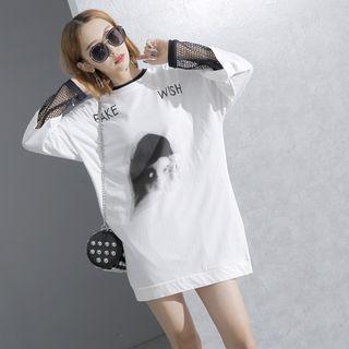3/4-sleeved Printed Long T-shirt