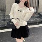Ruffled Ribbon Cardigan White - One Size