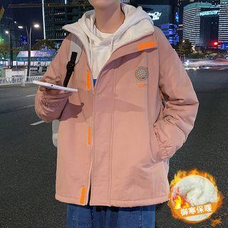 Printed Long-sleeve Fleece Plain Jacket