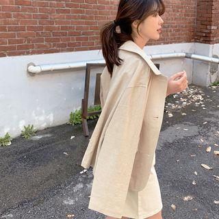 Loose-fit Linen Blend Jacket Beige - One Size
