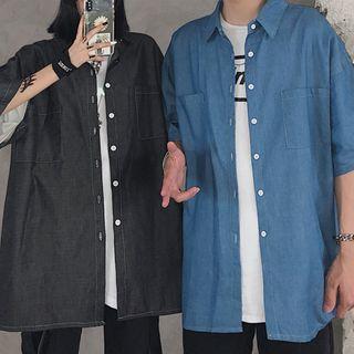 Couple Matching Short Sleeve Denim Shirt