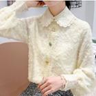 Fleece-lined Buttoned Lace Top