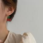 Cherry Drop Ear Stud 1 Pair - Cherry - Green & Red - One Size