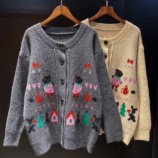 Pug Print Cardigan