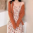 Flower Print Spaghetti Strap Midi Dress / Cardigan