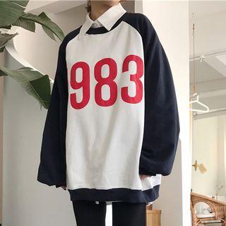 Number Print Raglan Sweatshirt