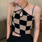 Checkerboard Knit Camisole Top