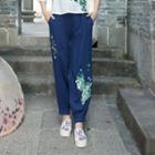 Embroidered Linen Cotton Pants