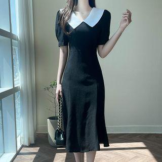 Contrast-collar Long Mermaid Dress