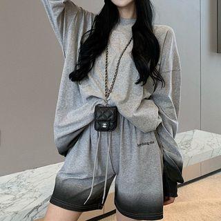 Gradient Sweatshirt / Wide-leg Shorts