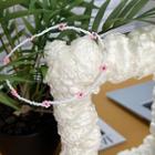 Flower Beaded Anklet Pink & White - One Size