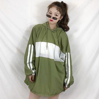 Contrast-trim Print Hoodie