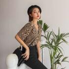 Scoop-neck Leopard Top