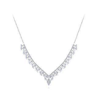 Fashion And Elegant Geometric V-shaped Cubic Zirconia Necklace Silver - One Size