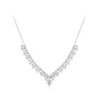 Fashion And Elegant Geometric V-shaped Cubic Zirconia Necklace Silver - One Size