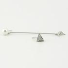 Non-matching 925 Sterling Silver Faux Pearl Triangle Earring Silver - One Size