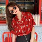 Floral Print Short-sleeve Shirt Red - One Size
