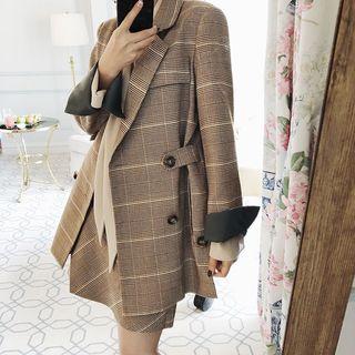 Set: Check Blazer + A-line Skirt + Dress Pants