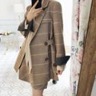Set: Check Blazer + A-line Skirt + Dress Pants