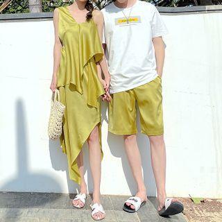 Couple Matching Sleeveless Dress / Short-sleeve T-shirt / Shorts