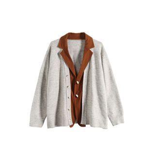 Mock Two-piece Pinstriped Cardigan