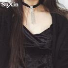 Fringed Rhinestone Choker