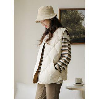Round-neck Padded Quilted Vest