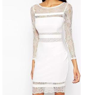 3/4-sleeve Lace Panel Sheath Dress