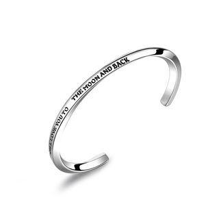Simple Fashion Geometric 316l Stainless Steel Open Bangle For Men Silver - One Size