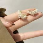 Rhinestone Flower Drop Earring 1 Pair - S925 Silver - White - One Size