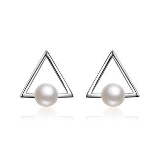 Beaded Triangle Stud Earrings