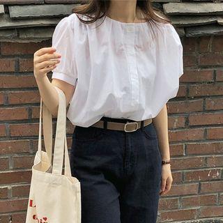 Puff Short-sleeve V-neck Shirt