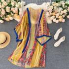 Pattern Panel Chiffon Jacket Yellow - One Size